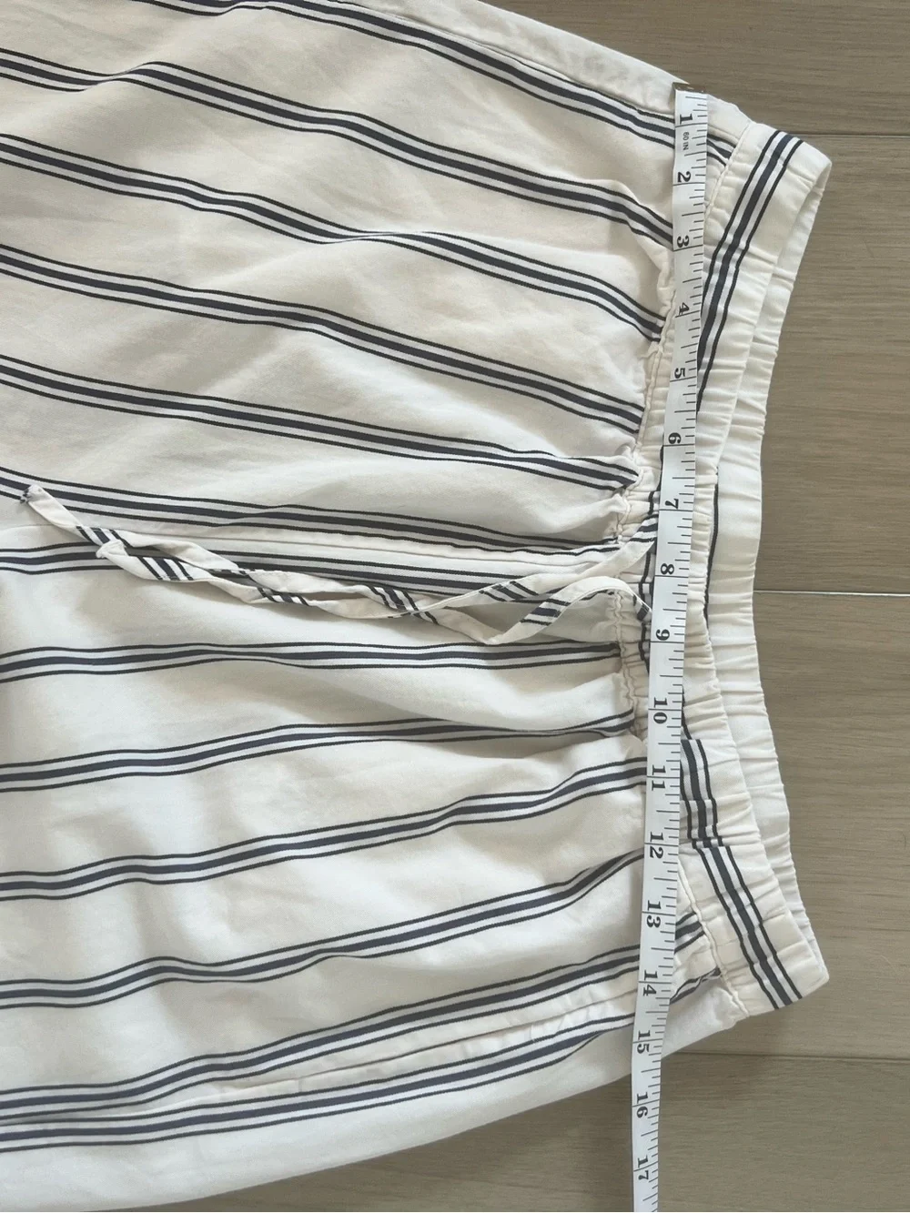 ZARA White Navy and Black Striped Wide Leg Pants High Rise Elastic Waist Flowy